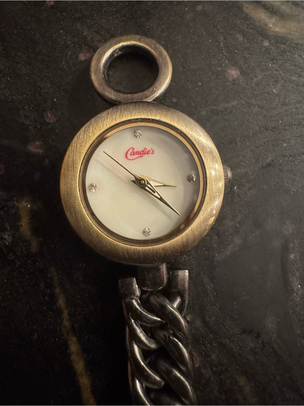 Vintage Candie's Two-Tone Chain Bracelet Watch - Gold and Silver